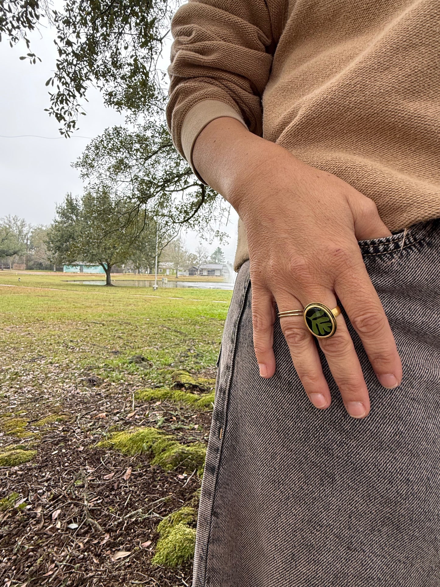 Resurrection Fern Ring, Oval
